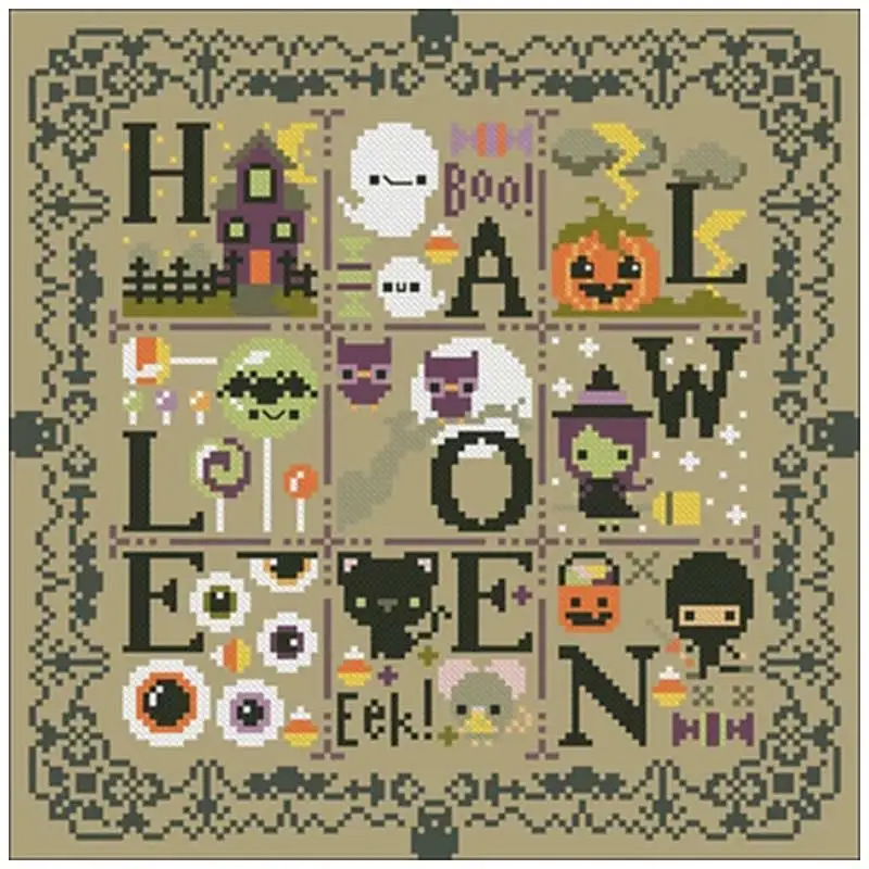 

Happy halloween patterns counted 11CT 14CT DIY Cross Stitch Sets Chinese Cross-stitch Kits Embroidery Needlework