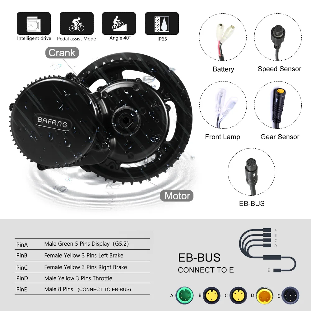 Bafang BBS01B 36V 350W Средний привод DC мотор электрический велосипед конверсионный