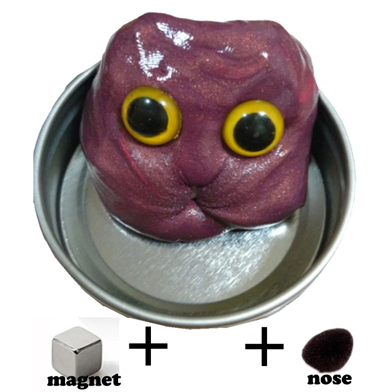 Брендовая ручная шпатлевка Магнитная феррофлюидная Слизка Playdough резиновая глина DIY обучающая головоломка DIY Забавные игрушки с 2 глазами+ 1 нос