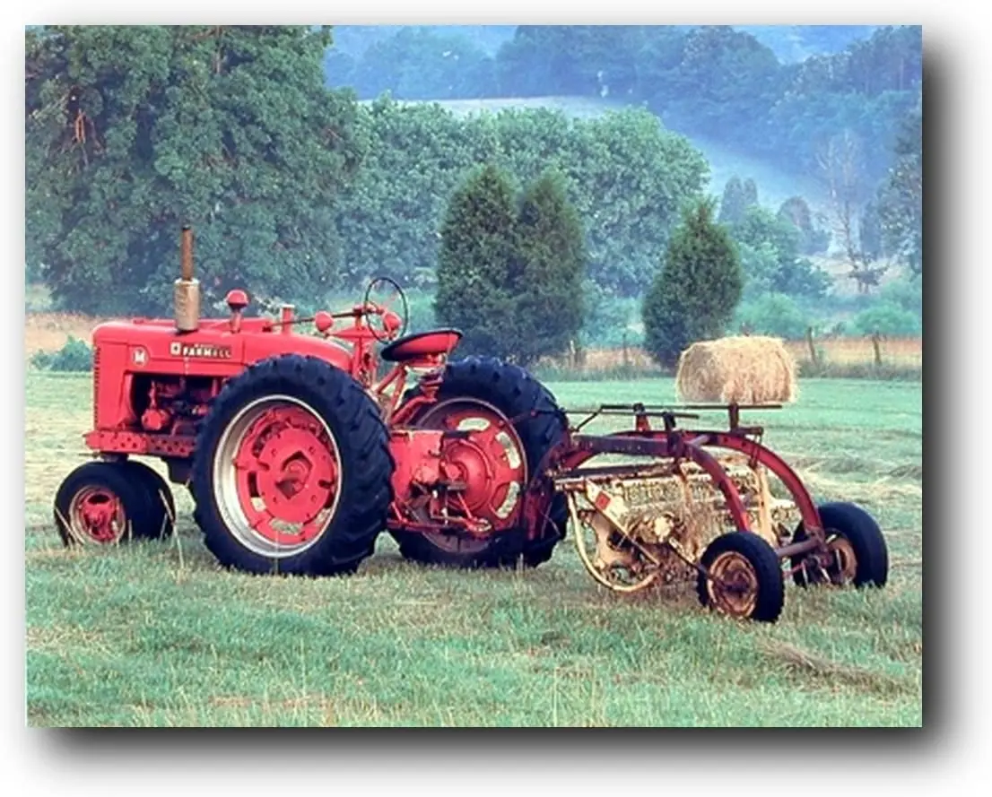 

Red Farmall M Vintage Farm Tractor Wall Decor Art Print Poster