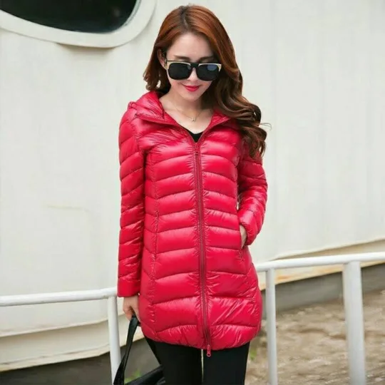 

Women Long Warm Coats Slim Jackets Warm Woman Warm Parka Casual Pockets Ultra Light Duck Warm Jacket Fashion Solid Outerwear