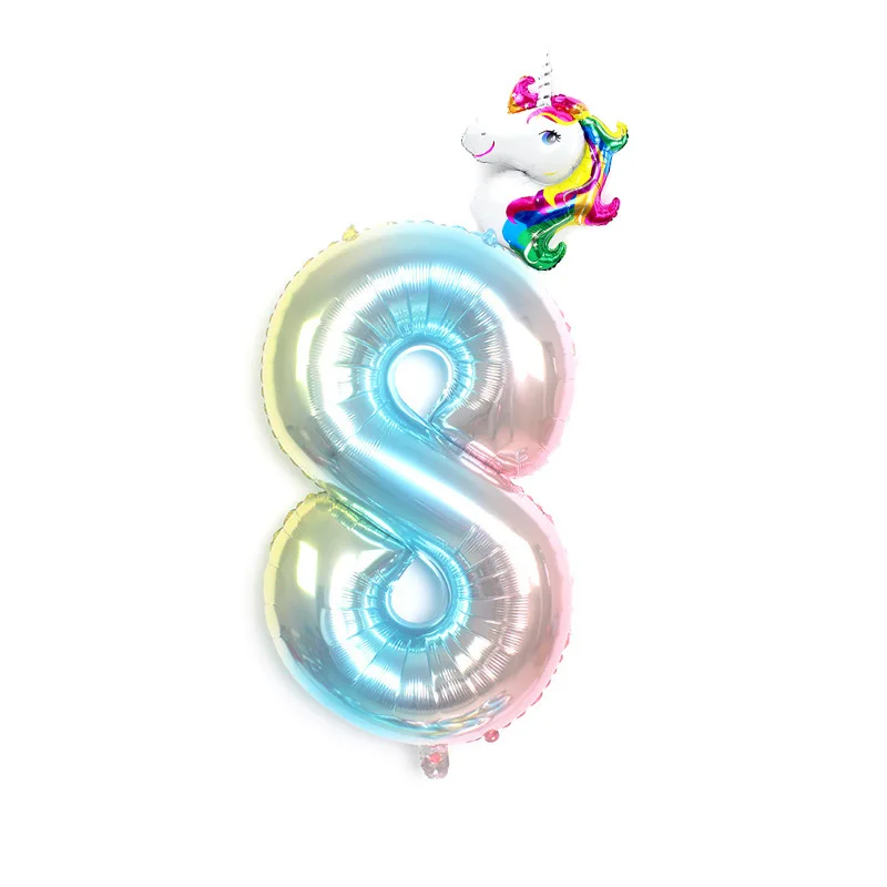 unicorn ballon blue8 2 шт. Радуга Единорог вечерние 32 дюймов воздушные шары из фольги в виде цифр детская День рождения украшения гелиевых шара с цифрой Baby Shower деко - Цвет: unicorn ballon blue8