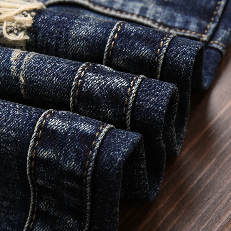 Искусственно состаренные джинсы Для мужчин Эластичные Обтягивающие рваные