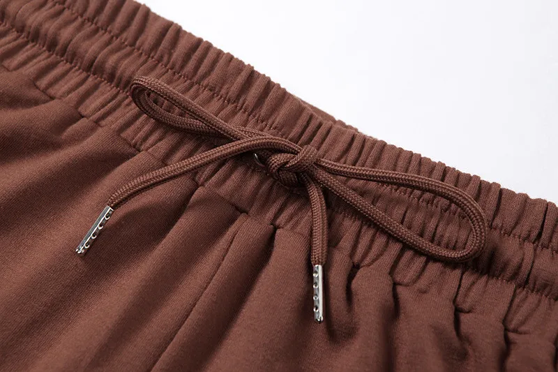 

2021 Summer New Casual Solid Sportswear Crop Top and Drawstring Shorts Matching Set Athleisure Outfit Two Piece Sets Women M0420