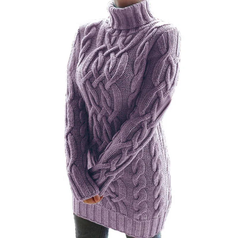 

Women Vintage Turtleneck Elastic Twist Knitted Pullover Sweater Autumn 2023 Long Sleeve Jumper Casual Ladies Knitwear Pull Femme