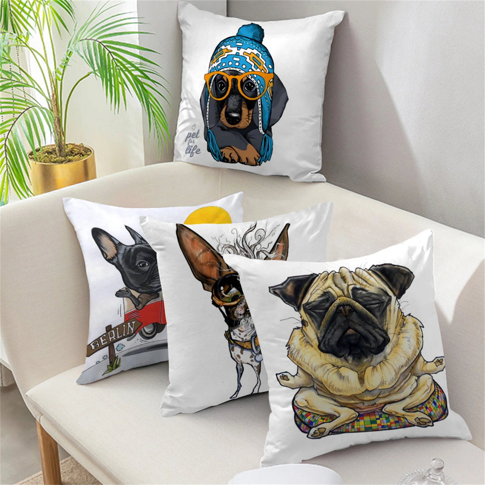 

Cute Lovely Dog Print Throw Pillows Decorative Pillowcases For Living Room Bedroom Sofa Chair Cushion Cover Funda Cojin 45x45cm