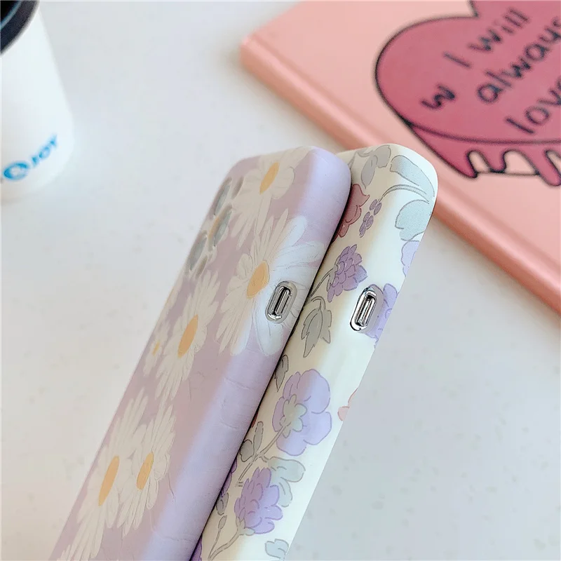 

Case for iphone 12 12Pro Max Cute daisy tulip floral phone case for iphone 11 11Pro XR X XS Max SE 7 8 Plus Protective capa