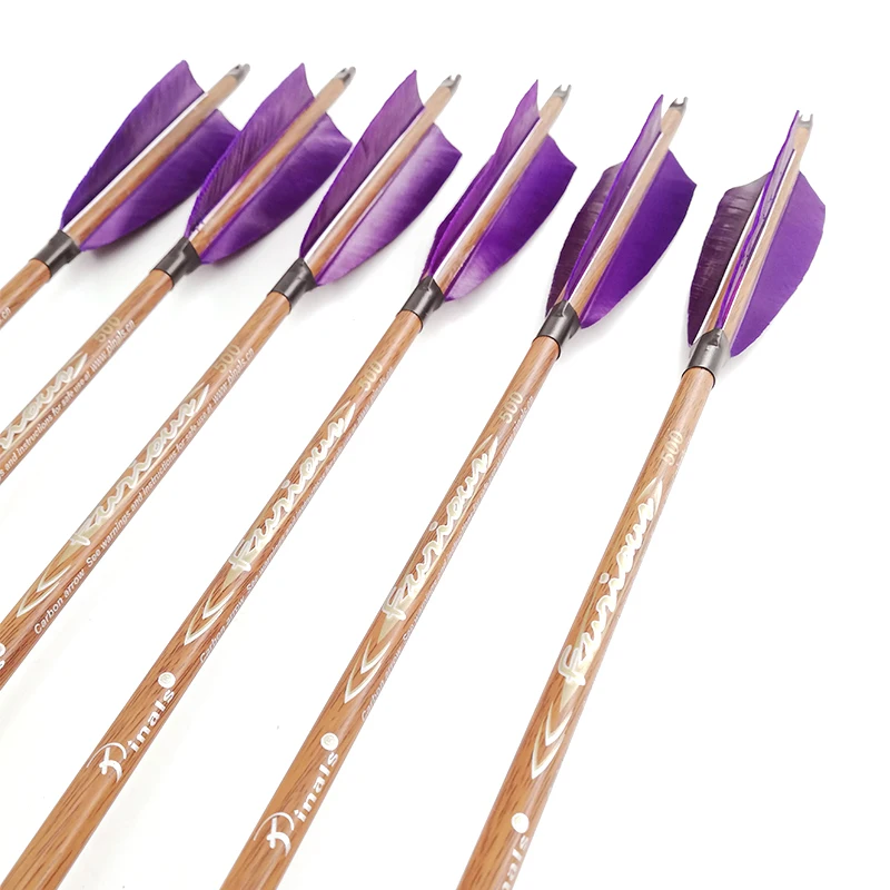 Inals Archery Spine 400 500 600 деревянные карбоновые стрелы ID 6 2 мм 5 дюймов перья индейки