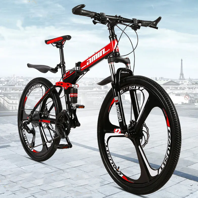 

Трехножевый складной горный велосипед 26 дюймов 27 скоростей двойной тормоз амортизатор скоростной сдвиг для верховой езды мужской женский ...