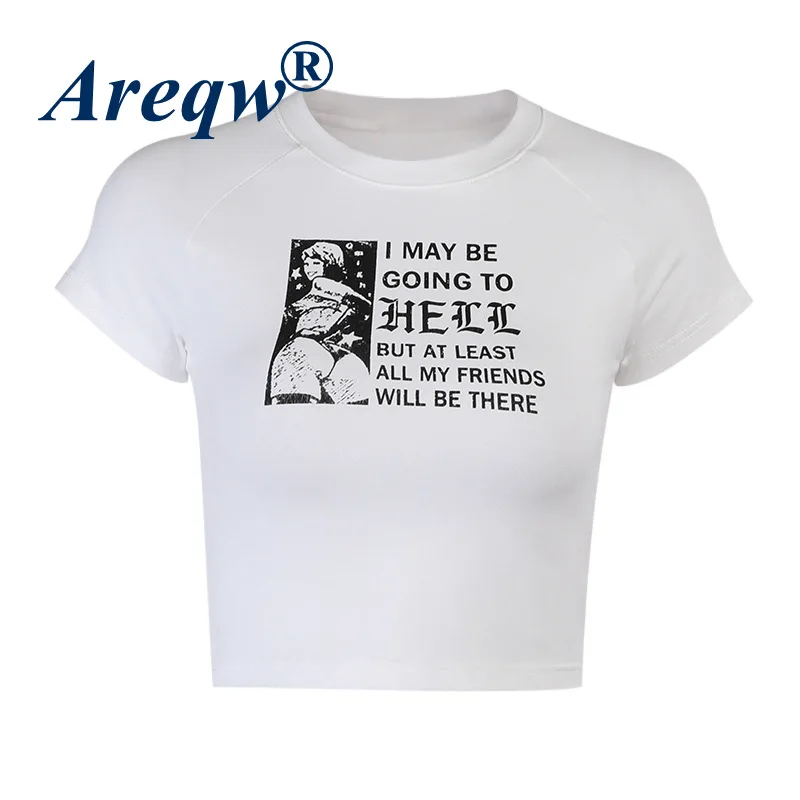 

Sexy Anime Beauty Print 2021 Spring and Summer New Fashion Tight-fitting Round Neck T-shirt Women