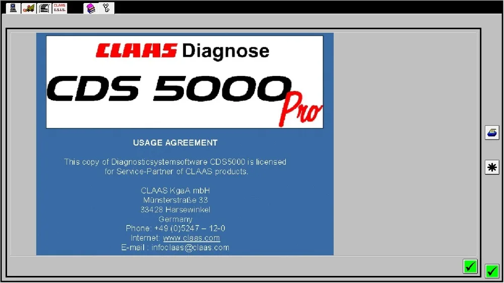 ΠΠ»Ρ Π΄ΠΈΠ°Π³Π½ΠΎΡΡΠΈΡΠ΅ΡΠΊΠΎΠΉ ΡΠΈΡΡΠ΅ΠΌΡ Claas CDS 5000 ΠΠ»Ρ Π΄ΠΈΠ°Π³Π½ΠΎΡΡΠΈΡΠ΅ΡΠΊΠΎΠΉ ΡΠΈΡΡΠ΅ΠΌΡ Claas CDS 5000