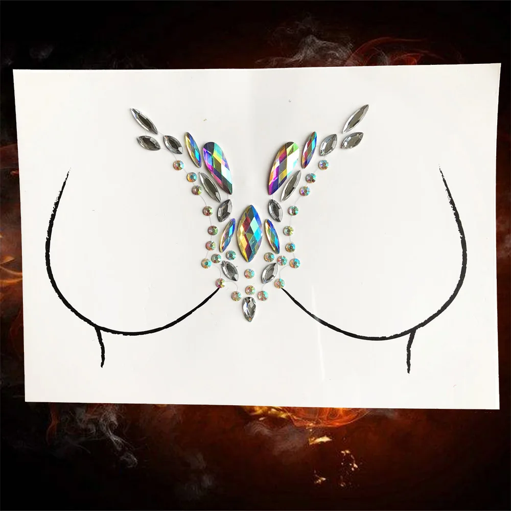 Наклейки для сосков Rave самоклеящиеся блестящие украшения груди боди-арта