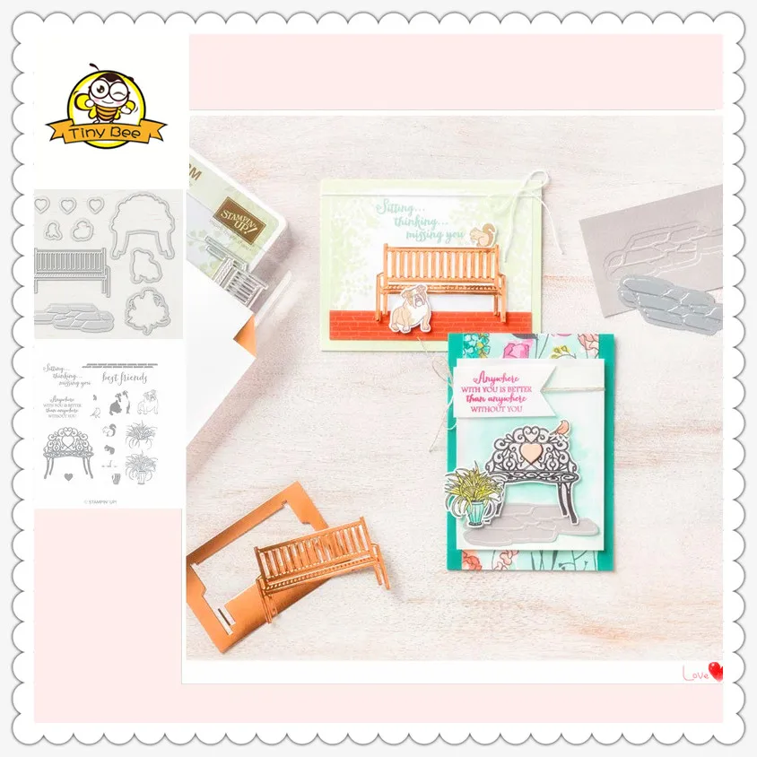 New Dresser Bench Metal Cutting Dies and Clear Stamps for Scrapbooking for DIY Card Making Cutting Crafts Stencil Dies