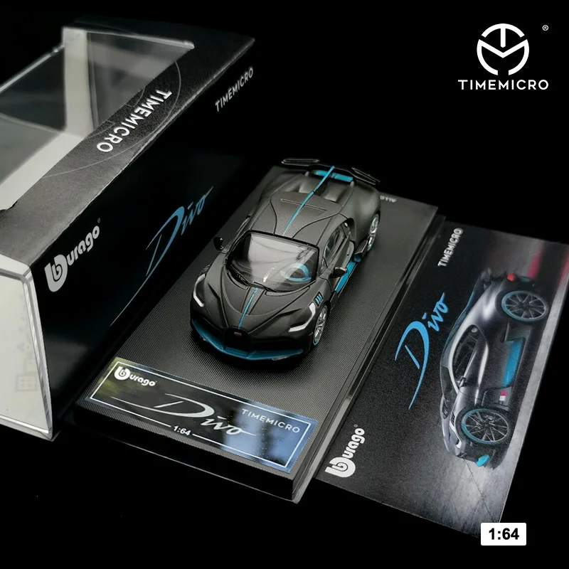 Bburago x TimeMicro 1:64 Bugatti Divo темно серый литая модель автомобиля|Наземный транспорт| |