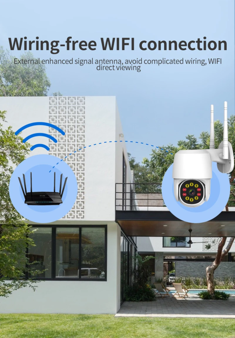IP-камера наружная беспроводная с датчиком присутствия 1080P PTZ Wi-Fi H.264 2 МП |
