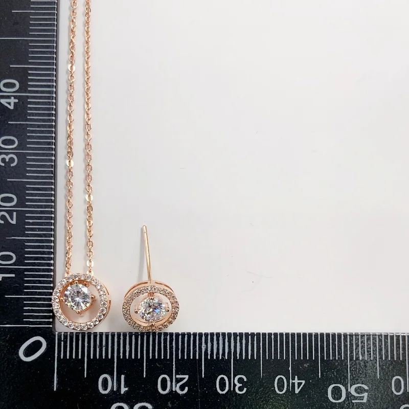 

Vanifin Fashion Jewelry Delicate Hollow Geometry circle Zircon Micro inlay Necklace with Earrings for Everyday Wedding Best Gif