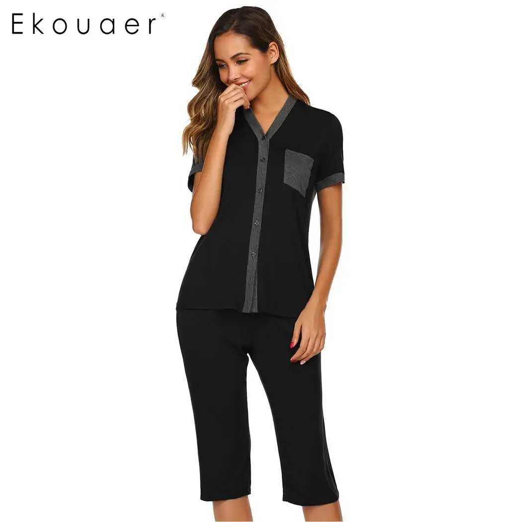 Ekouaer женская летняя пижама сексуальная пижама Loungewear кружевная Лоскутная Сексуальная Спагетти ремень белье пижамный комплект