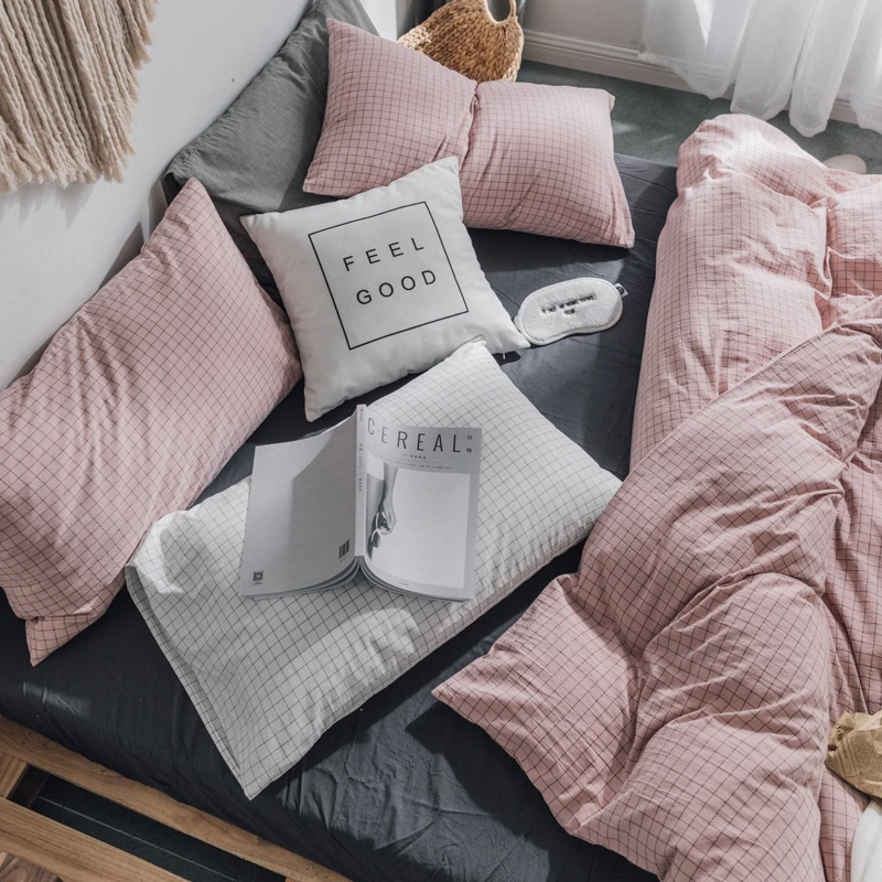 

Retro Pink Plaid Cotton Twill Fabric Printed bedding bedding quilt cover Cloth DIY 250cm width