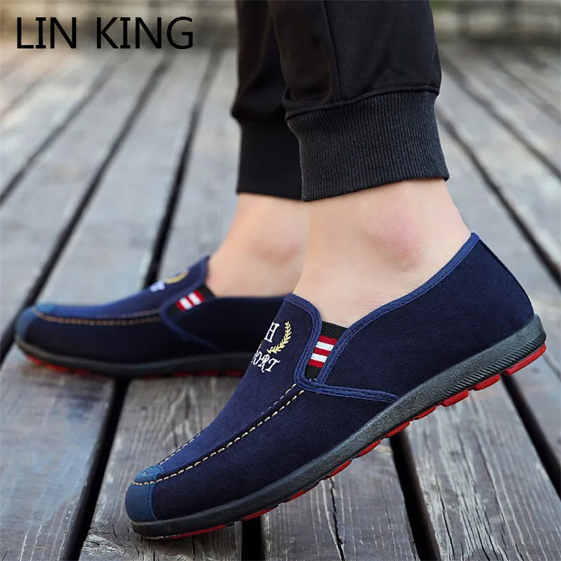 

LIN KING New Design Men's Leather Casual Shoes Spring Autumn Man Loafers Soft Sole Moccasins Shoes Slip On Outdoor Flats Shoes