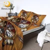 BlessLiving Wolf Fitted Sheet Queen Dreamcatcher Bed Sheet Set Wild Animal Home Bedding 3D Print Tribal Mattress Protector 4pcs 1