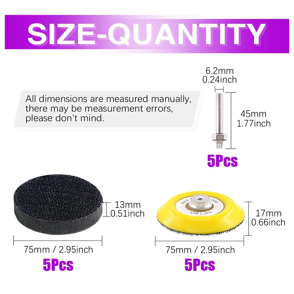 

10Pcs Sanding Discs Pad Assortment Kit Soft Foam Layer Buffering Pad for Hook and Loop Sanding Pad Drill Grinder