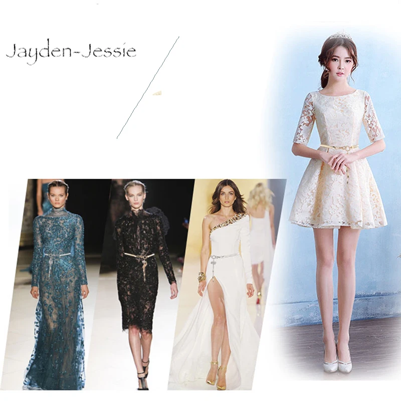 Женский высококлассный Золотой Эластичный пояс с четырьмя листьями ручная