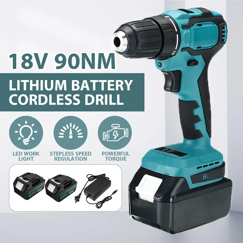 Беспроводная бесщеточная электрическая дрель 90N.m перезаряжаемый