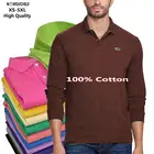 Мужская Осенняя рубашка-поло с вышивкой, 100% хлопок, с длинным рукавом