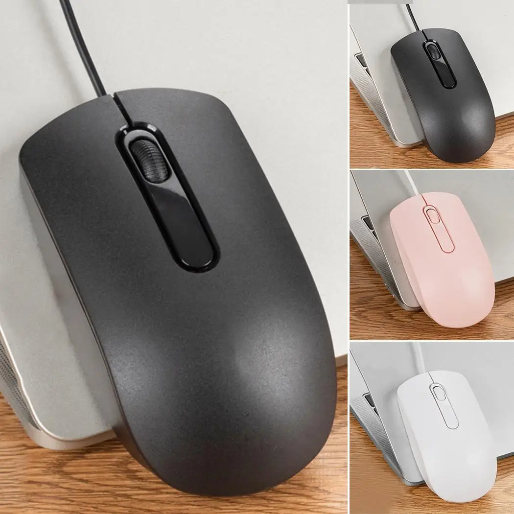 Игровая офисная USB легкая для ПК 3 Проводная черная/белая/Розовая 1200 120 см 60 г мышь |