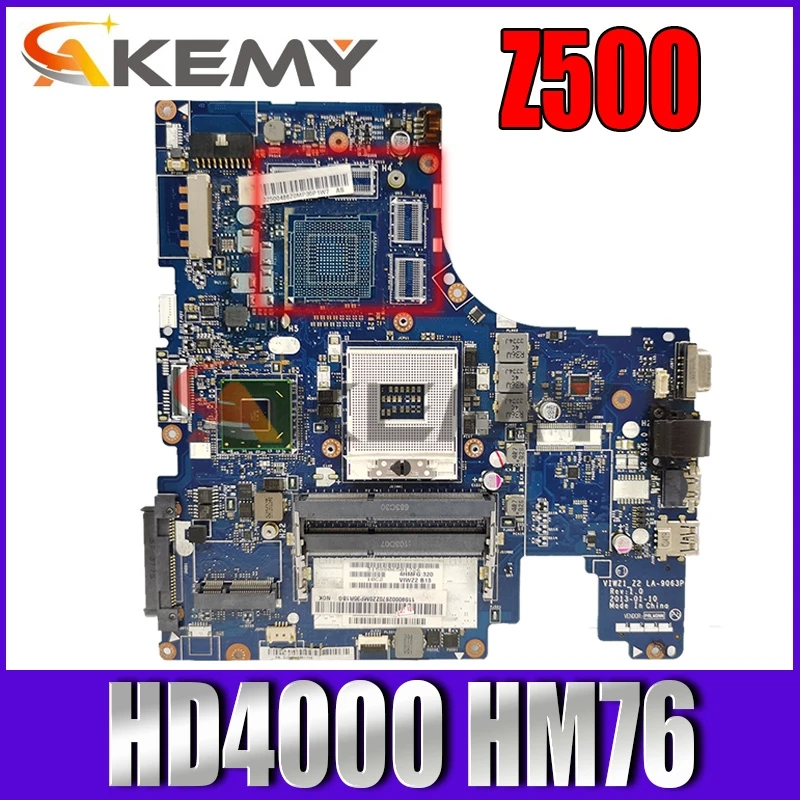 

Akemy Laptop Motherboard For Lenovo Ideapad Z500 VIWZ1 Z2 LA-9063P Mainboard HM76 UMA HD4000 DDR3