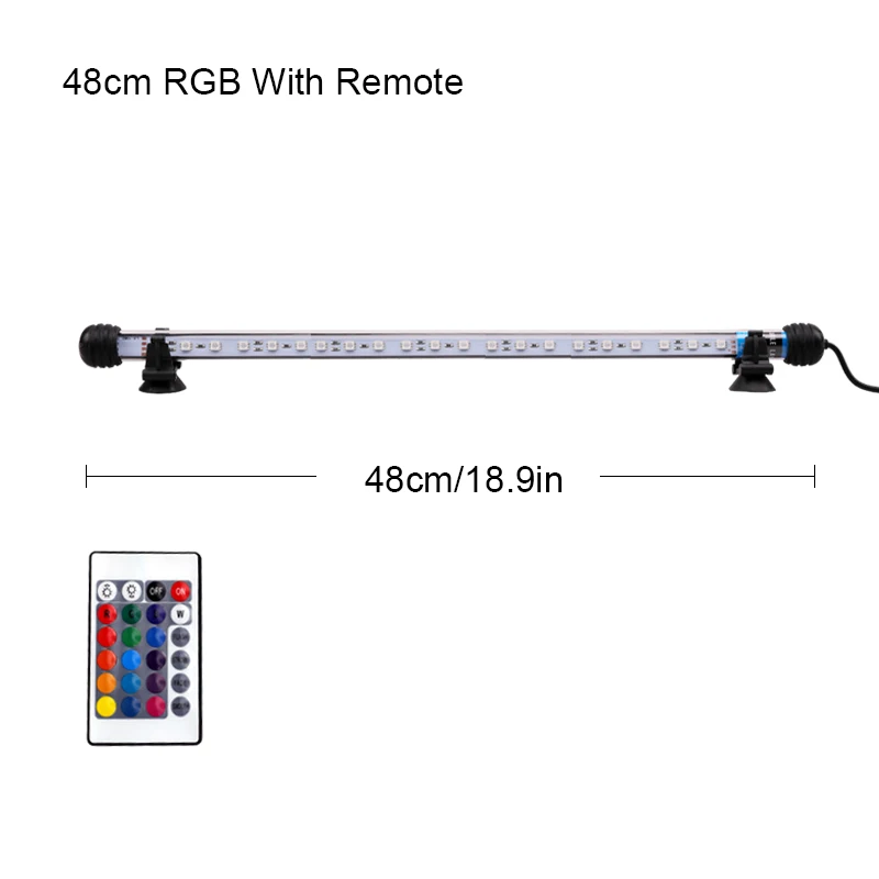 RGB 480mm 220 В AU Мощность штекер rgb-пульт дистанционного аквариумный светильник аквариума Водонепроницаемый 5050 SMD светодиодный бар светильник водных лампа погружной 18-48 см - Цвет: RGB 480mm