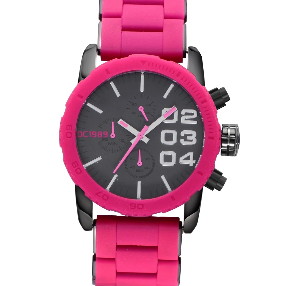 Big Sale Beautiful Ceramic watch Big Case Fuchsia and Purple Athletic design 6 Needle Watches for women enlarge