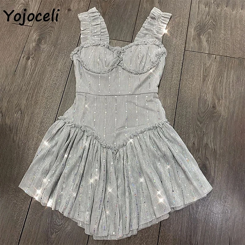 Сексуальное зимнее Клубное Сетчатое платье Yojoceli 2019 с блестками украшенное