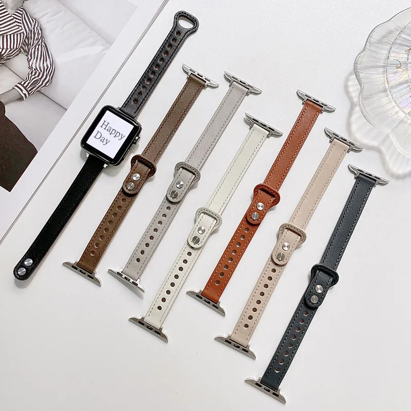 Sports Cow Leather Strap For Apple Watch Band 44mm 40mm 45mm 41mm 38mm 42mm Wristband Bracelet For iWatch Series 7 5 4 3 6 2 Se