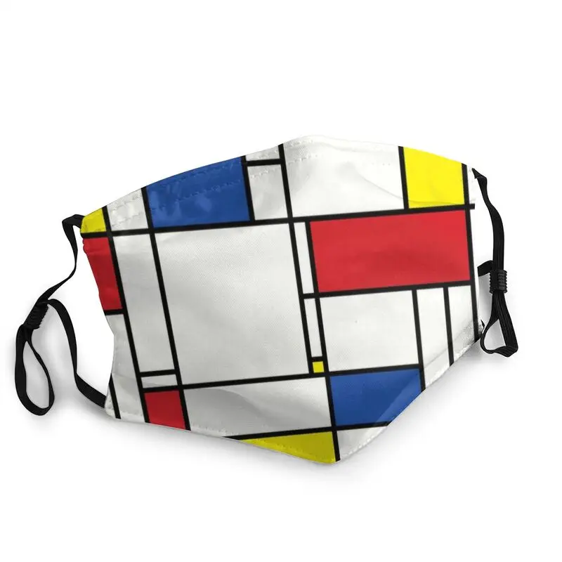 

Многоразовая маска для лица Piet Mondrian в минималистическом стиле, маска унисекс в современном стиле, маска для защиты от пыли, респиратор, маск...