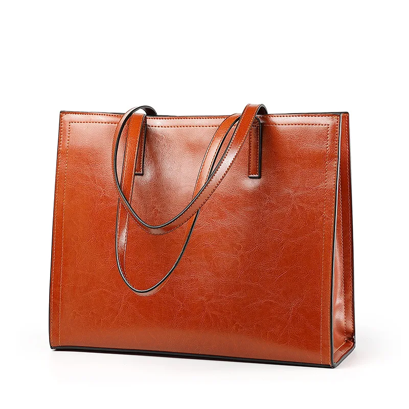 

2021 Winter New Women's Bag Female Large Capacity Simplism Tote Shopper Shoulder Bags Split Leather Fashion Handbag