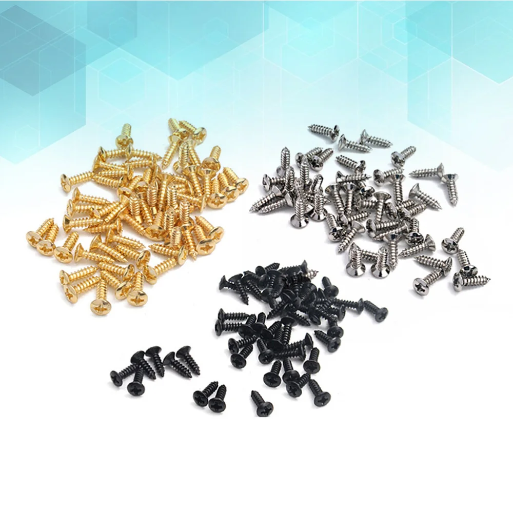 

150pcs Electric Guitar Accessories Screws Guitar Guard Plate Fixation Screws for ST Electric Guitar (Black/Silver/Golden Each