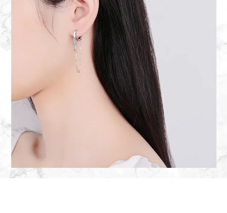 Модные простые серьги-кисточки с крестом изысканные циркониевые висячие