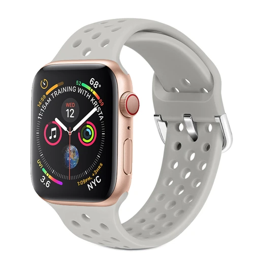 Light gray Силиконовый ремешок для apple watch 4 band 44 мм 40 мм iWatch band 42 мм 38 мм спортивный браслет correa apple watch 4 3 2 1 Аксессуары - Цвет ремешка: Light gray