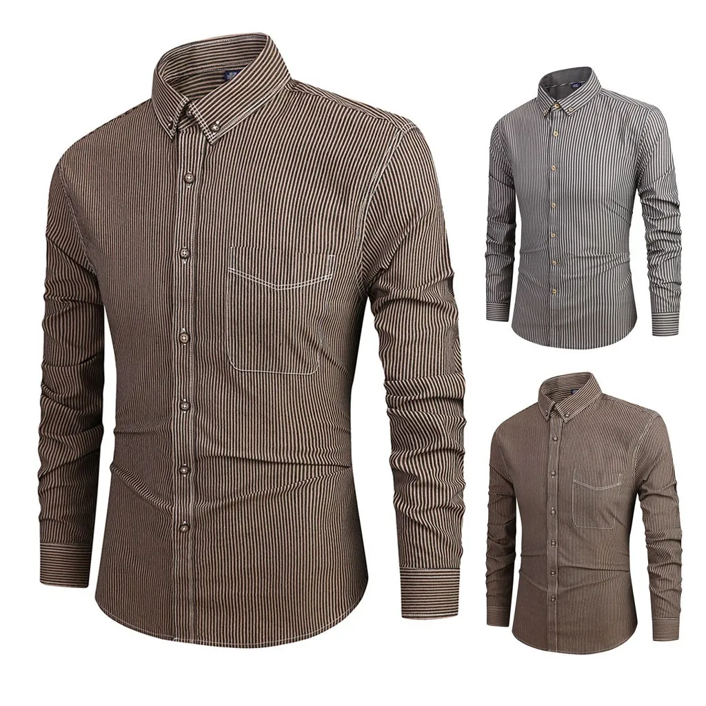 SAGACE многоцветная модная мужская рубашка с длинным рукавом и отложным воротником