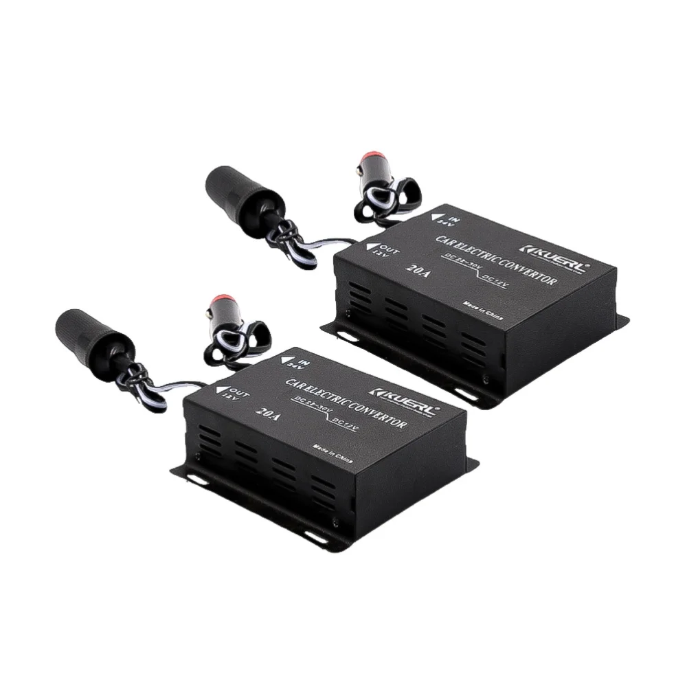 

24V to 12V Practical Power Converter Inverter Vehicle Adapter 20A for Car Soundbox DIY (Black)