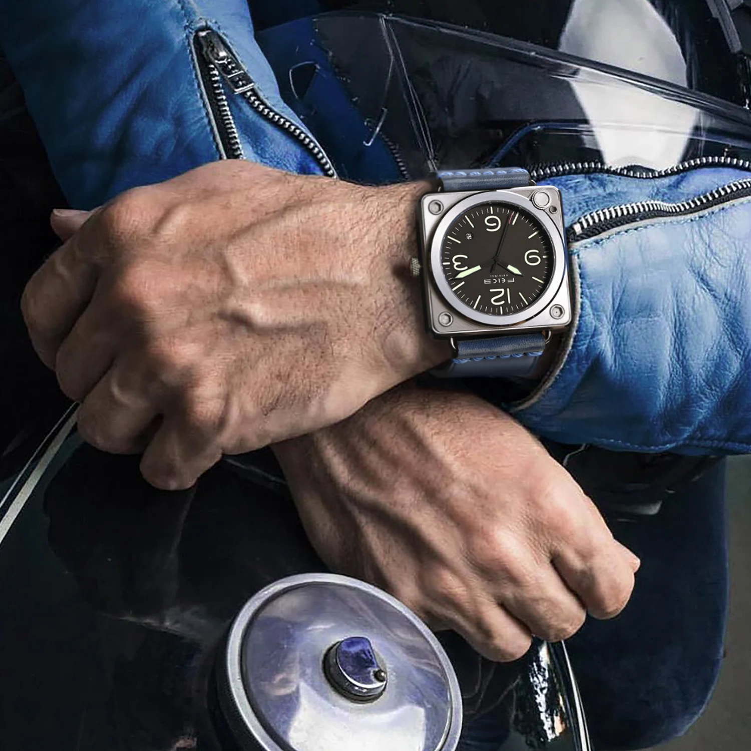 Часы FEICE Мужские механические квадратные автоматические водонепроницаемые