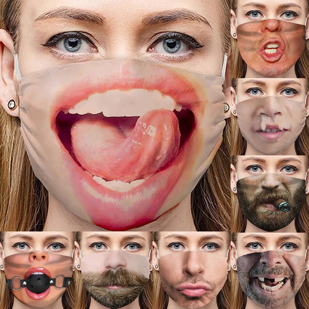 

Black Personality Face, Funny Face , Dustproof Cotton Printed Party Mask
