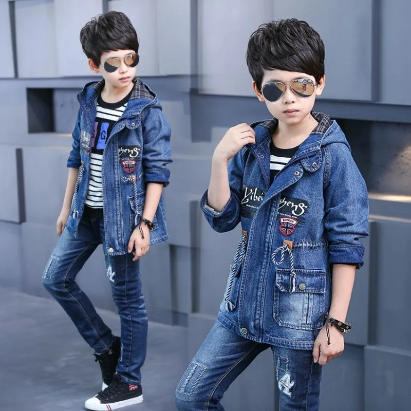 Детская джинсовая куртка Повседневный Кардиган для мальчиков ковбойская