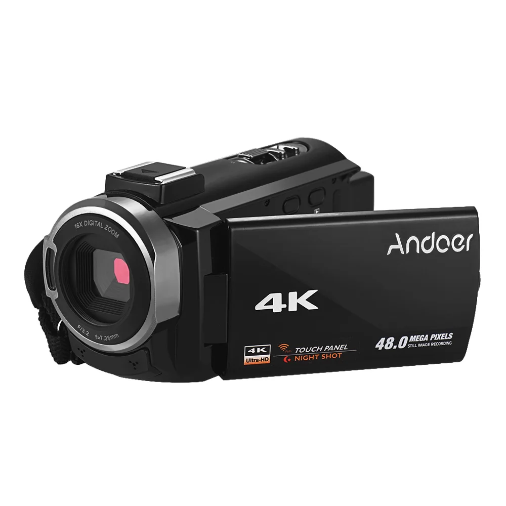 Andoer Портативный 4K HD Цифровая видеокамера Камера видеокамера DV 16X цифровой зум 3 дюймов сенсорный экран wi-fi соединение