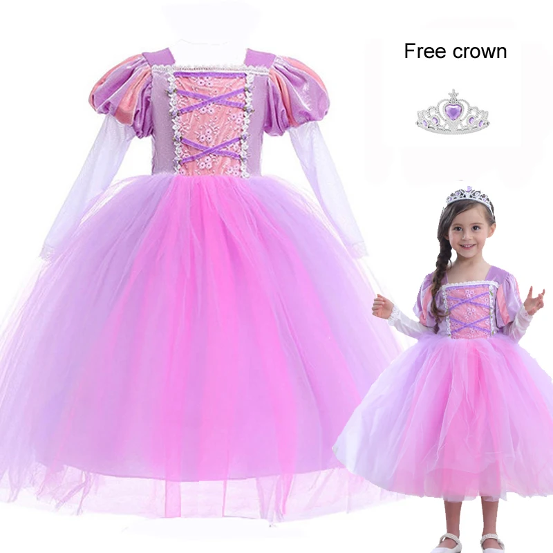 От 4 до 12 лет костюм принцессы Рапунцель для девочек тонкая длиной лодыжки