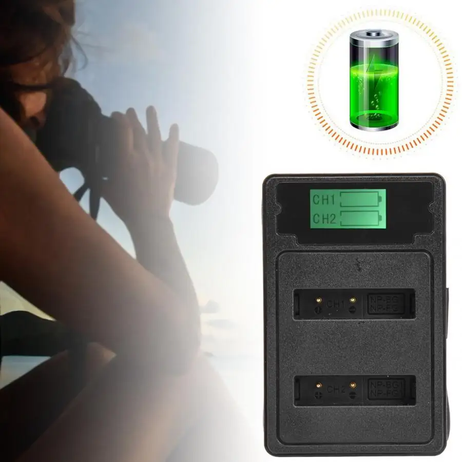 Зарядное устройство для аккумулятора фотоаппарата двойной разъем зарядки с ЖК