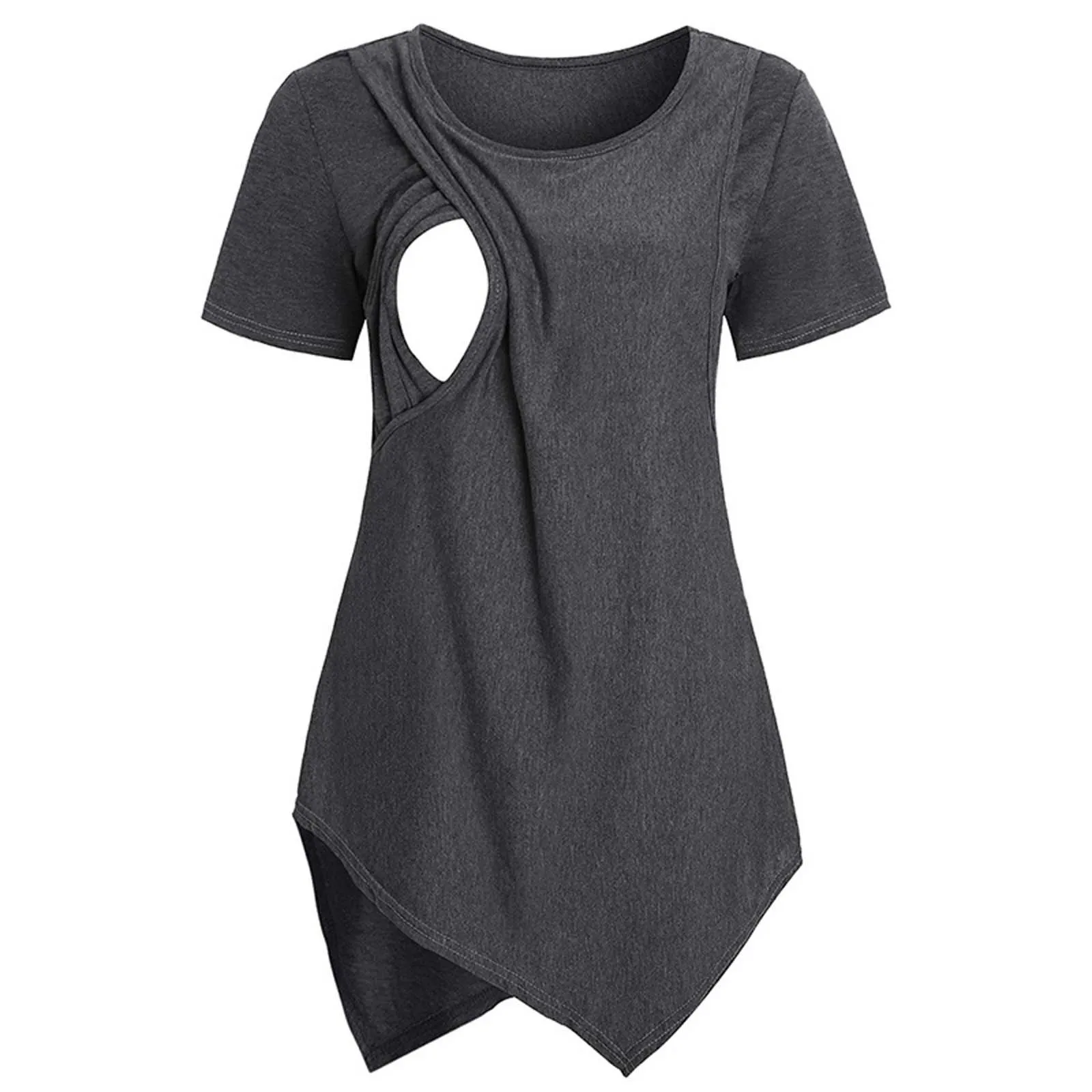 

Maternity T-Shirt Fashion Polyester Short Sleeve Solid Color Nursing Care Top VêTements Grossesse éTé Zwanger одежда для F4