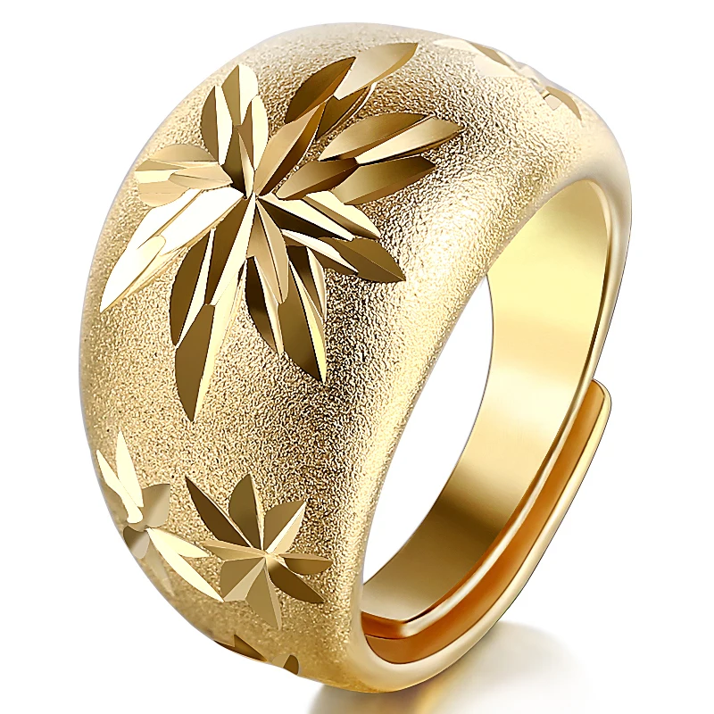 15 мм классическое матовое свадебное кольцо с листом роскошное Золотое цветное
