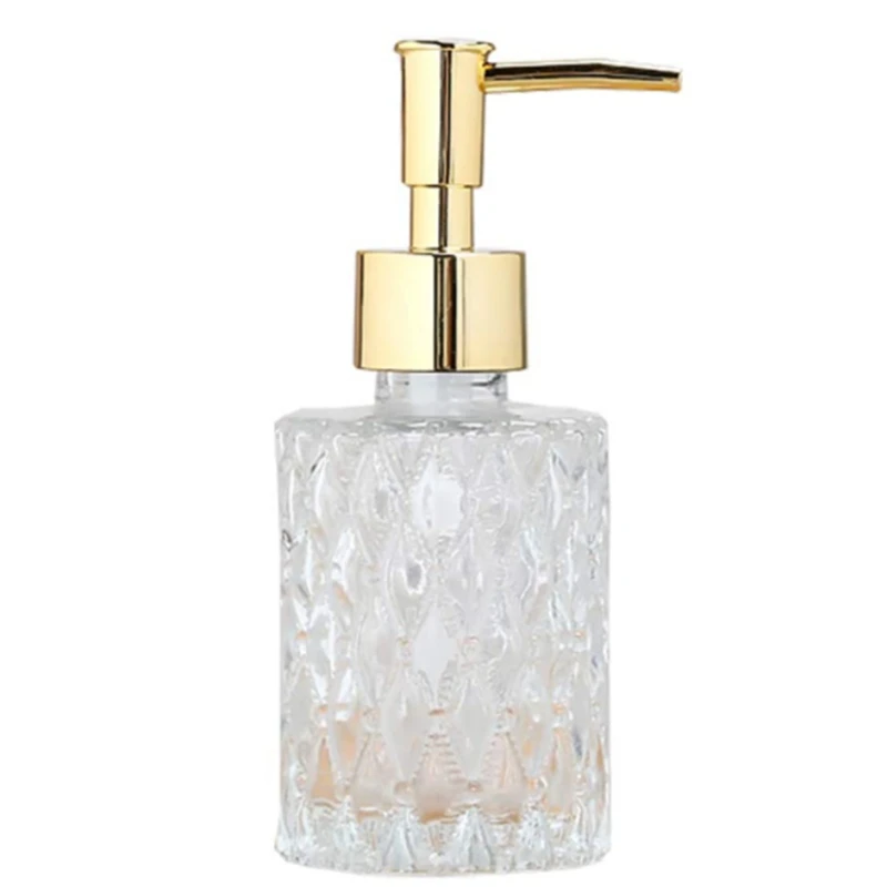 

Multipurpose Mesa Soap Dispenser Easy to Clean Glass Soap Pump Dispenser perfect for Kitchen and Bathroom (Gold)